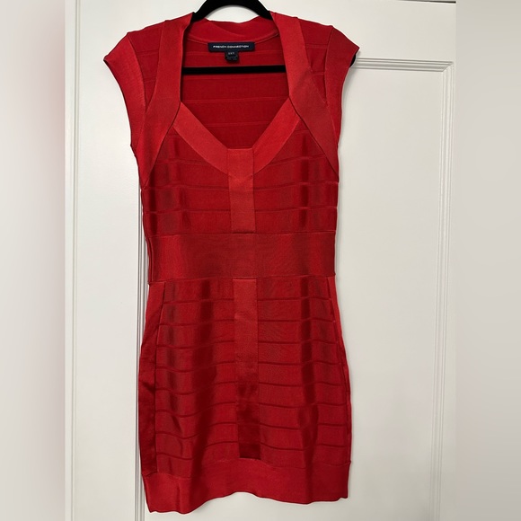 NWOT French Connection Red Bandage Dress - Picture 2 of 5